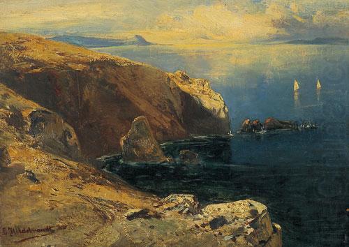 Felsen bei Capri mit Fischern, Eduard Hildebrandt